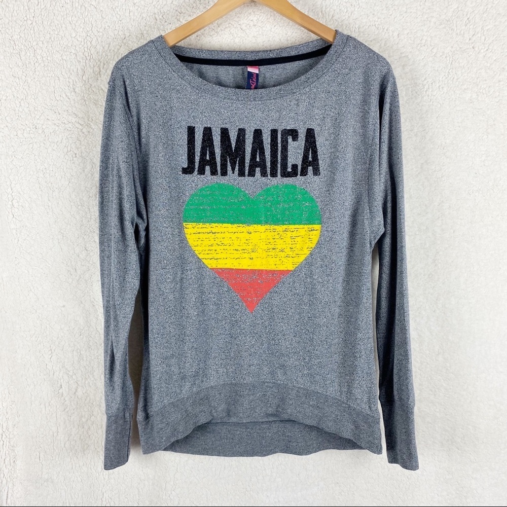 Sun kissed Island Long-sleeve Jamaica Tshirt Gray